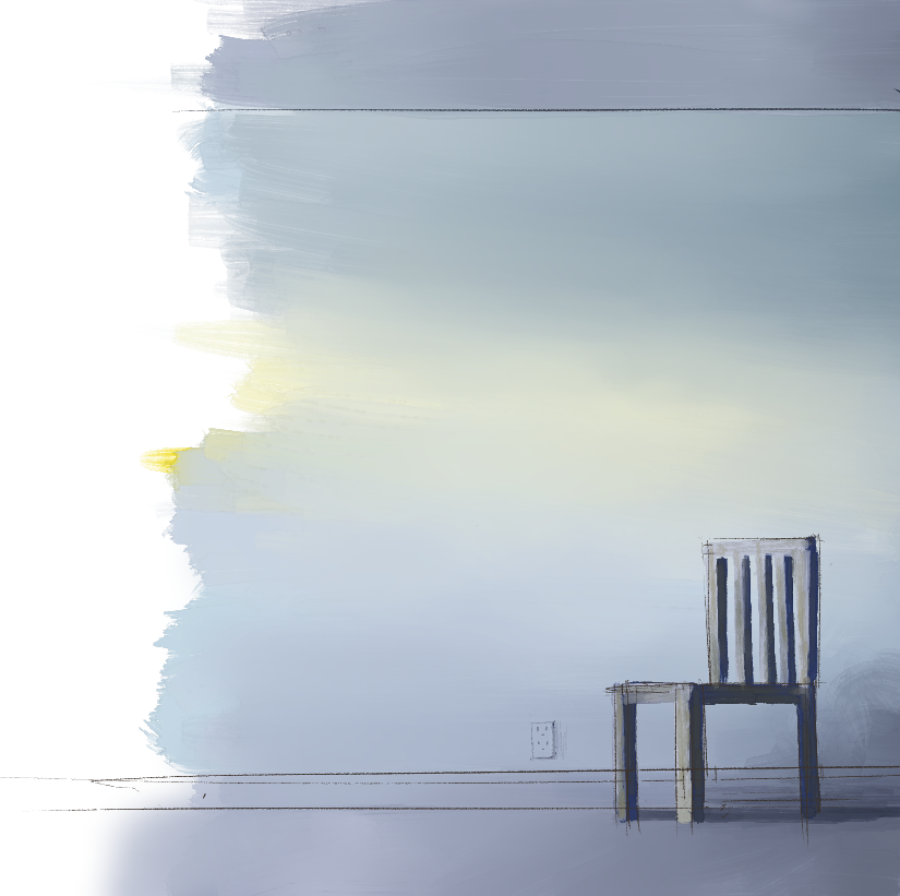 Illustration of a chair in an empty room