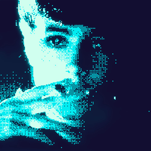 Blade runner lady blowing cigarette smoke